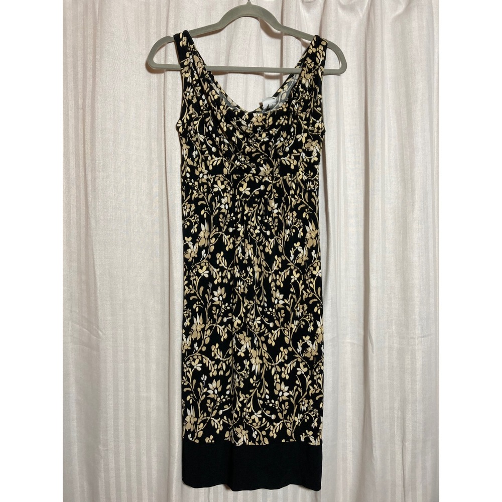 Y2K Career Office Black Floral Cowl Neck Sleeveless Knit Dress S Merona‎ Womens